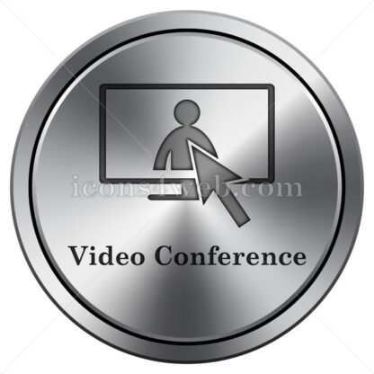 Video conference icon. Round icon imitating metal. - Website icons
