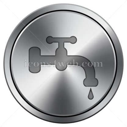 Water tap icon. Round icon imitating metal. - Website icons