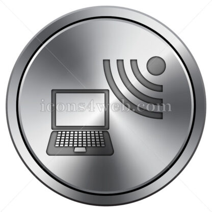 Wireless laptop icon. Round icon imitating metal. - Website icons