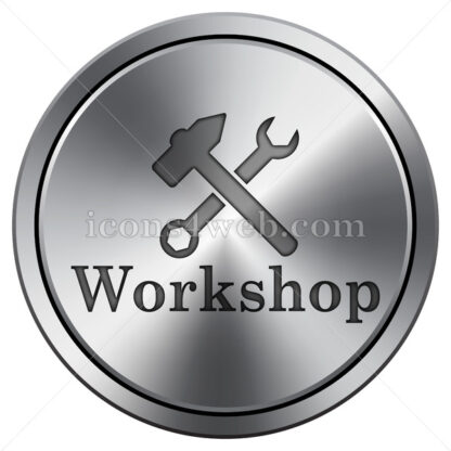 Workshop icon. Round icon imitating metal. - Website icons