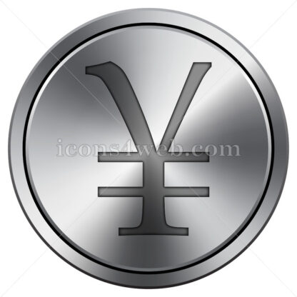 Yen icon. Round icon imitating metal. - Website icons