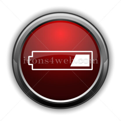 1 third charged battery icon. Red web icon with shadow - Icons for website