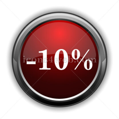 10 percent discount icon. Red glossy web icon with shadow - Icons for website