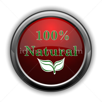 100 percent natural icon. Red glossy web icon with shadow - Icons for website