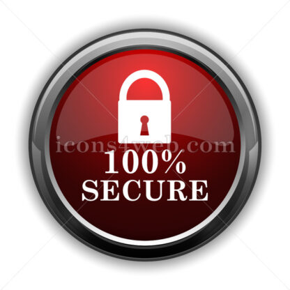 100 percent secure icon. Red glossy web icon with shadow - Icons for website