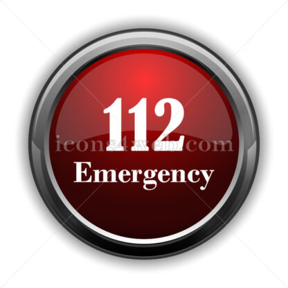 112 Emergency icon. Red glossy web icon with shadow - Icons for website