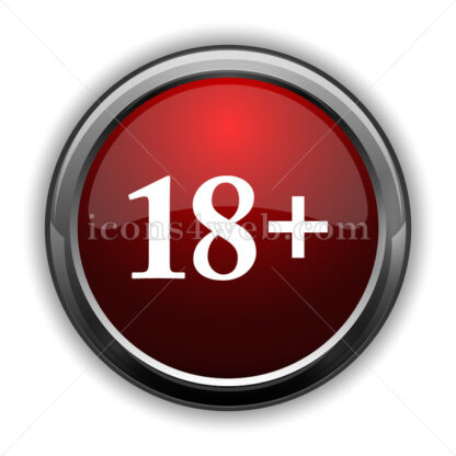 18 plus icon. Red glossy web icon with shadow - Icons for website