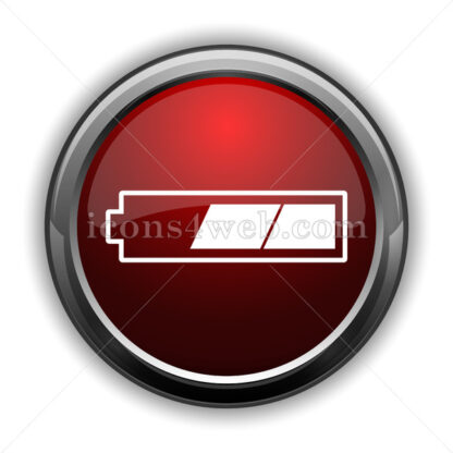 2 thirds charged battery icon. Red web icon with shadow - Icons for website