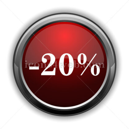20 percent discount icon. Red glossy web icon with shadow - Icons for website