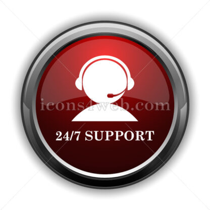 24-7 Support icon. Red glossy web icon with shadow - Icons for website
