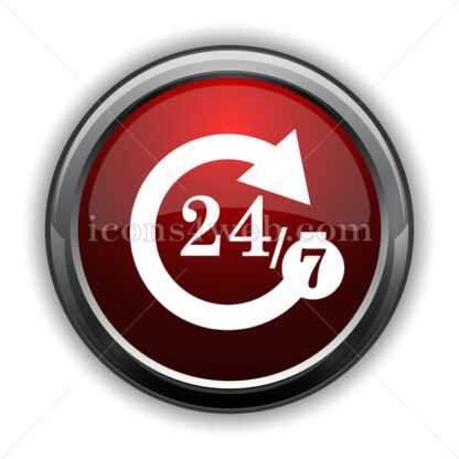 24/7 icon. Red glossy web icon with shadow - Website icons