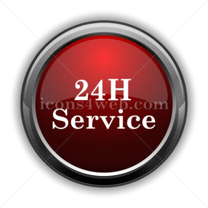 24H Service icon. Red glossy web icon with shadow - Icons for website
