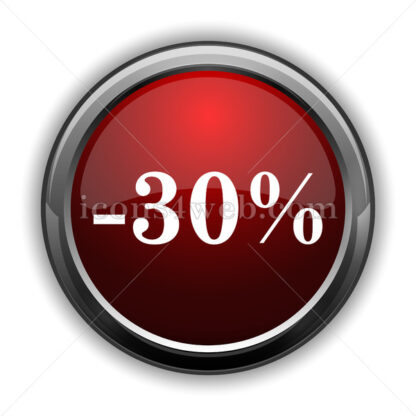 30 percent discount icon. Red glossy web icon with shadow - Icons for website