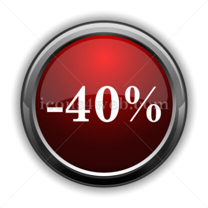40 percent discount icon. Red glossy web icon with shadow - Icons for website