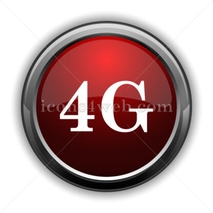 4G icon. Red glossy web icon with shadow - Icons for website