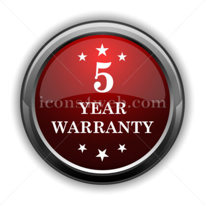 5 year warranty icon. Red glossy web icon with shadow - Website icons