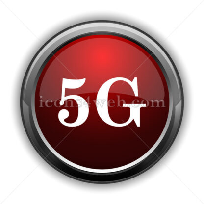 5G icon. Red glossy web icon with shadow - Icons for website
