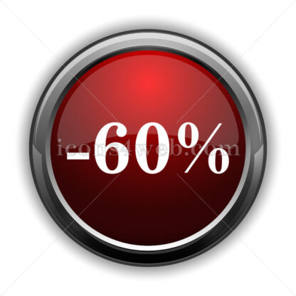 60 percent discount icon. Red glossy web icon with shadow - Icons for website