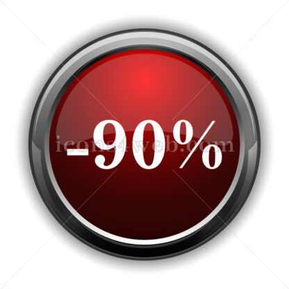 90 percent discount icon. Red glossy web icon with shadow - Icons for website