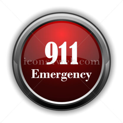 911 Emergency icon. Red glossy web icon with shadow - Icons for website