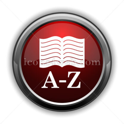 A-Z book icon. Red glossy web icon with shadow - Icons for website