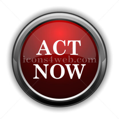 Act now icon. Red glossy web icon with shadow - Icons for website