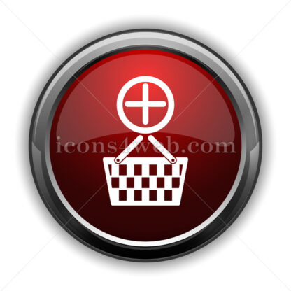 Add to basket icon. Red glossy web icon with shadow - Icons for website