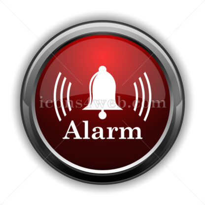 Alarm icon. Red glossy web icon with shadow - Icons for website
