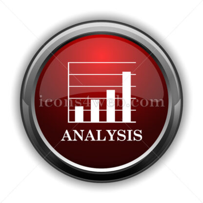 Analysis icon. Red glossy web icon with shadow - Icons for website