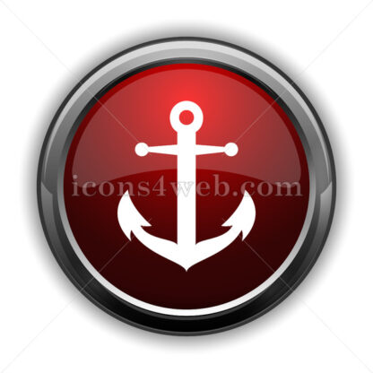 Anchor icon. Red glossy web icon with shadow - Icons for website