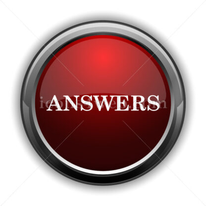 Answers icon. Red glossy web icon with shadow - Icons for website