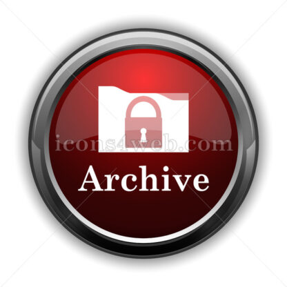 Archive icon. Red glossy web icon with shadow - Icons for website