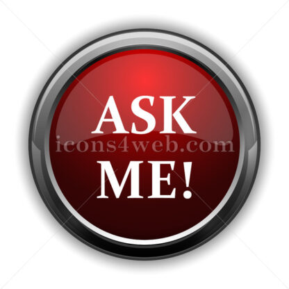 Ask me icon. Red glossy web icon with shadow - Icons for website