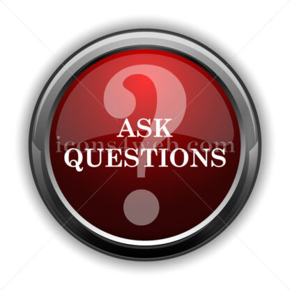 Ask questions icon. Red glossy web icon with shadow - Icons for website