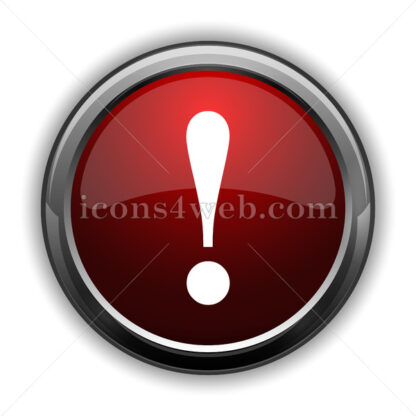 Attention icon. Red glossy web icon with shadow - Icons for website
