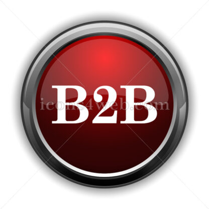 B2B icon. Red glossy web icon with shadow - Icons for website