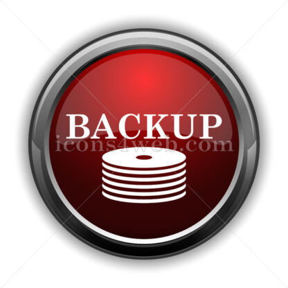 Back-up icon. Red glossy web icon with shadow - Icons for website