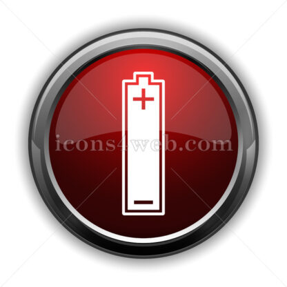 Battery icon. Red glossy web icon with shadow - Icons for website