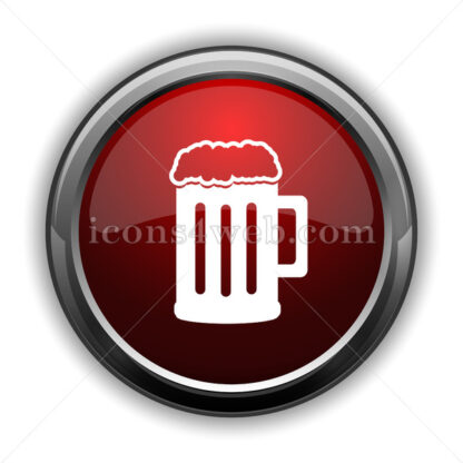 Beer icon. Red glossy web icon with shadow - Icons for website