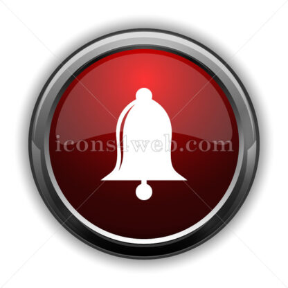 Bell icon. Red glossy web icon with shadow - Icons for website