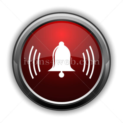 Bell ringing icon. Red glossy web icon with shadow - Icons for website