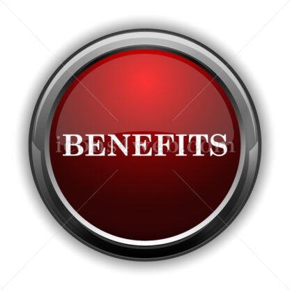 Benefits icon. Red glossy web icon with shadow - Website icons