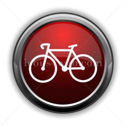 Bicycle icon. Red glossy web icon with shadow - Icons for website