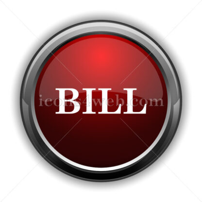 Bill icon. Red glossy web icon with shadow - Icons for website