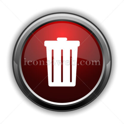 Bin icon. Red glossy web icon with shadow - Icons for website
