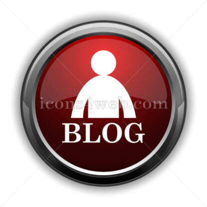 Blog icon. Red glossy web icon with shadow - Icons for website