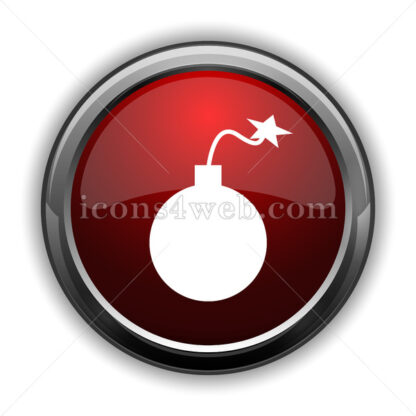 Bomb icon. Red glossy web icon with shadow - Icons for website