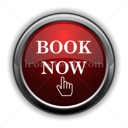 Book now icon. Red glossy web icon with shadow - Icons for website