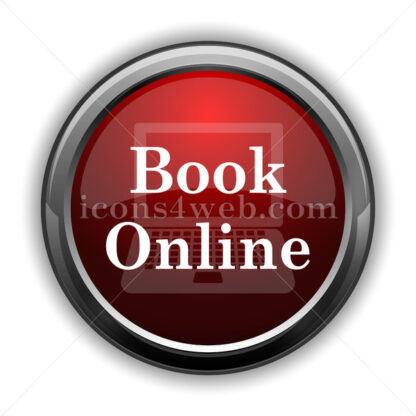 Book online icon. Red glossy web icon with shadow - Icons for website
