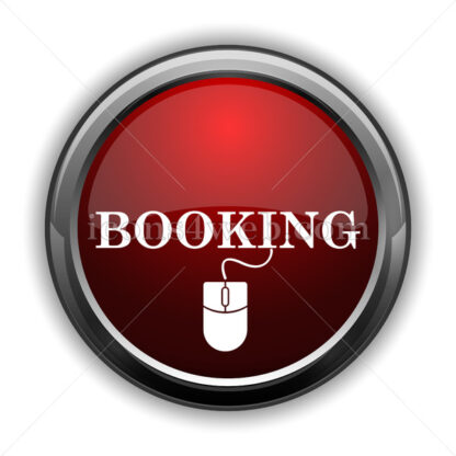 Booking icon. Red glossy web icon with shadow - Website icons